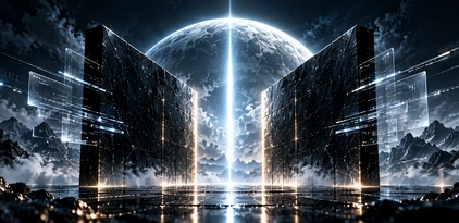 Abstract digital architecture in the style of the HTTP 404 error