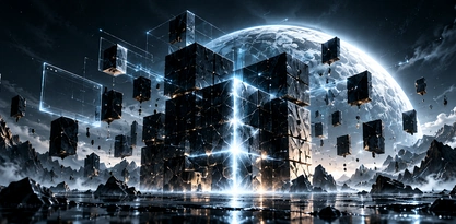 Abstract digital architecture in the style of the HTTP 404 error